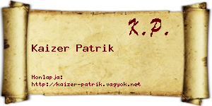 Kaizer Patrik névjegykártya